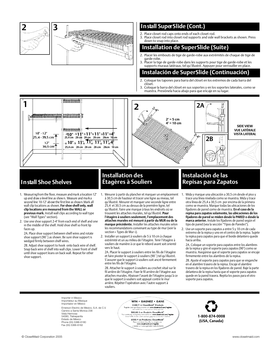 2a 2b, I n stall super s l ide (cont. ), Installation de superslide (suite) | Instalación de superslide (continuación) | Emerson SuperSlide 5637 User Manual | Page 6 / 6