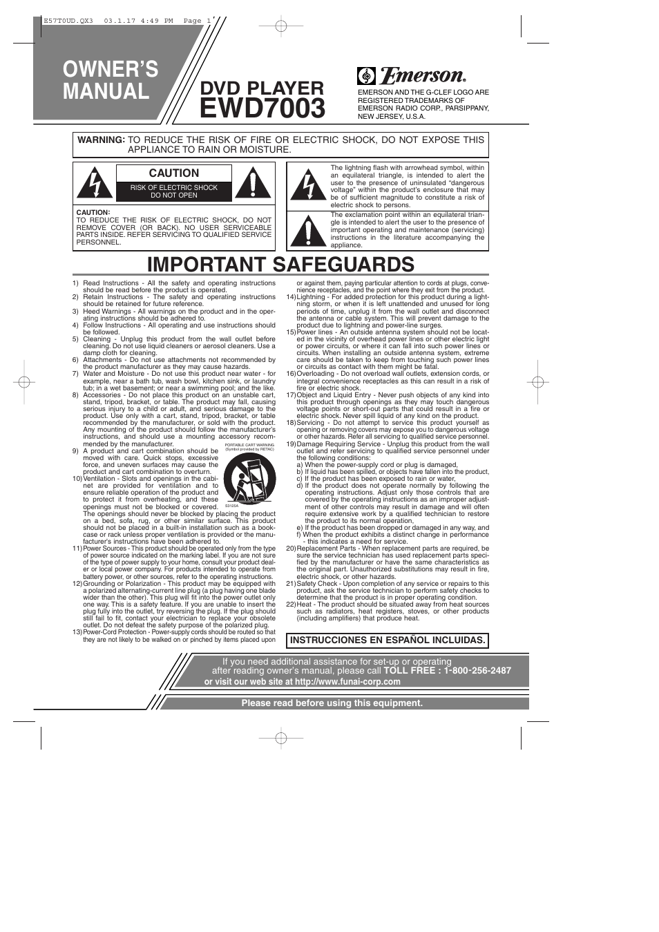 Emerson EWD7003 User Manual | 20 pages