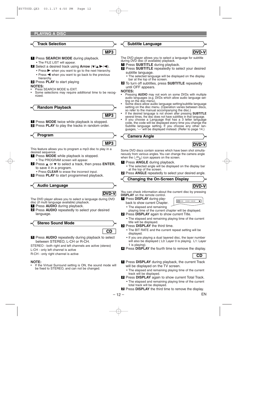 Emerson EWD7003 User Manual | Page 12 / 20