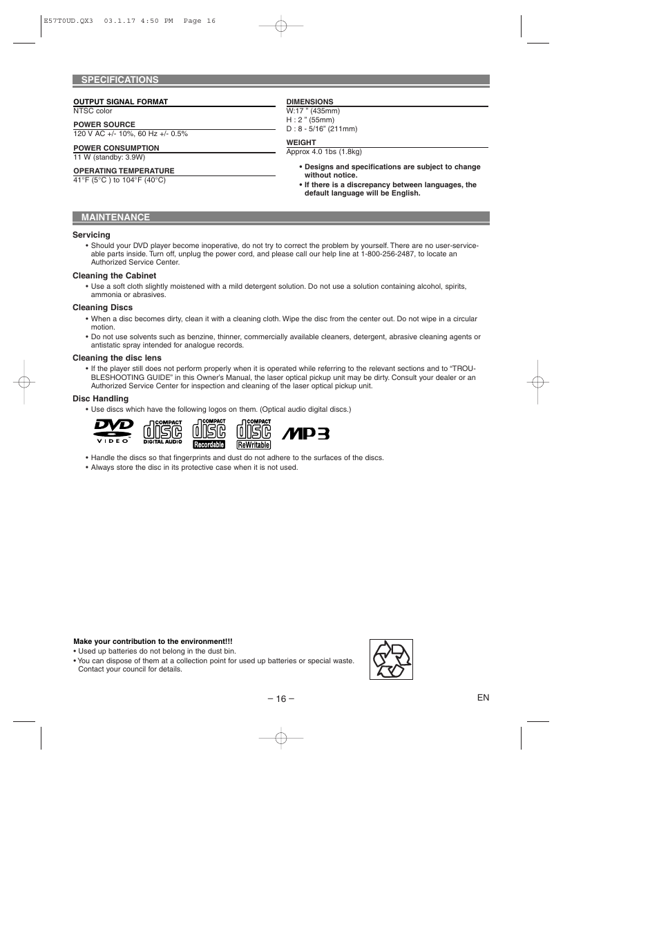 Emerson EWD7003 User Manual | Page 16 / 20