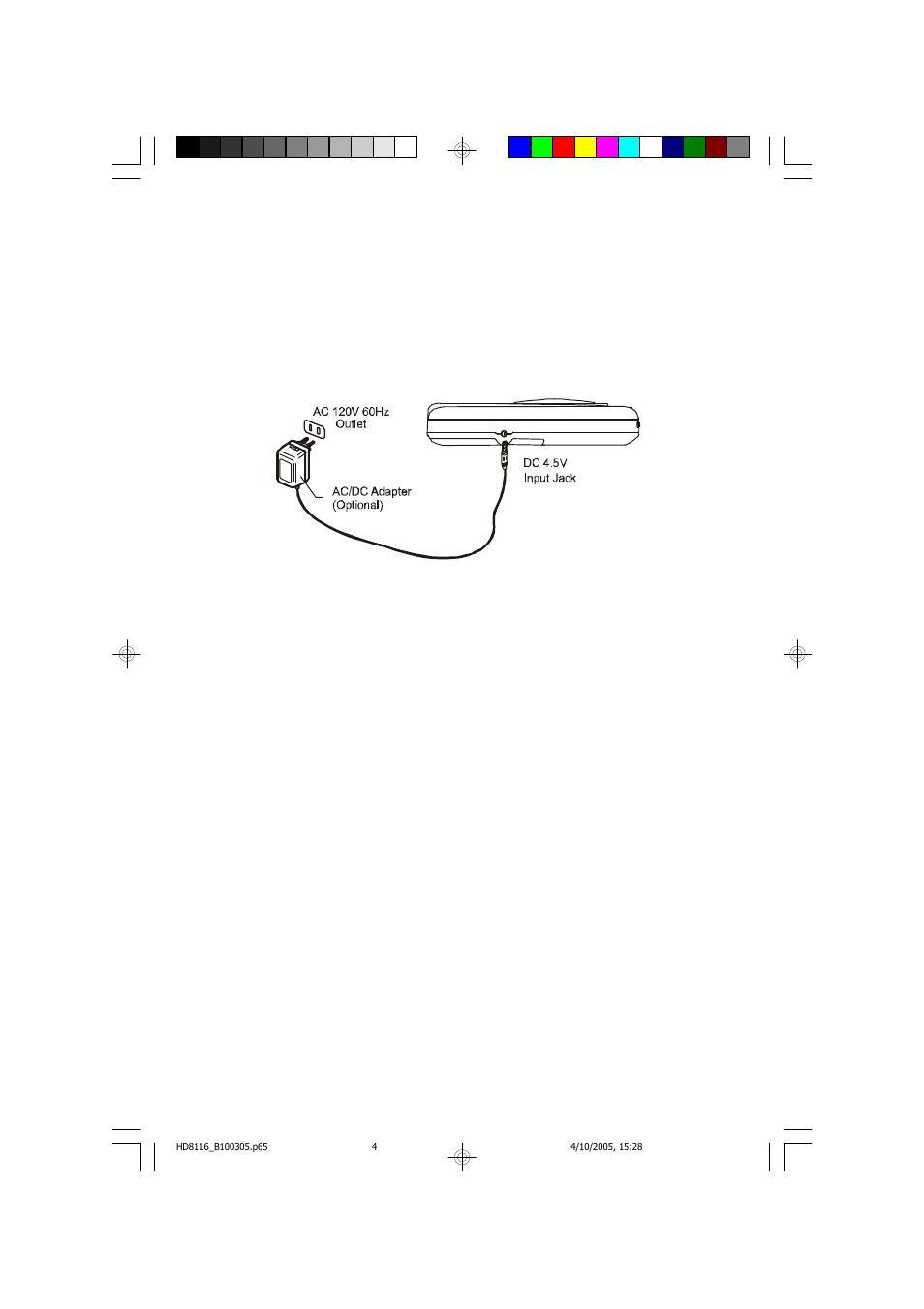 Connecting the optional ac adapter (not included) | Emerson Radio HD8116 User Manual | Page 5 / 23