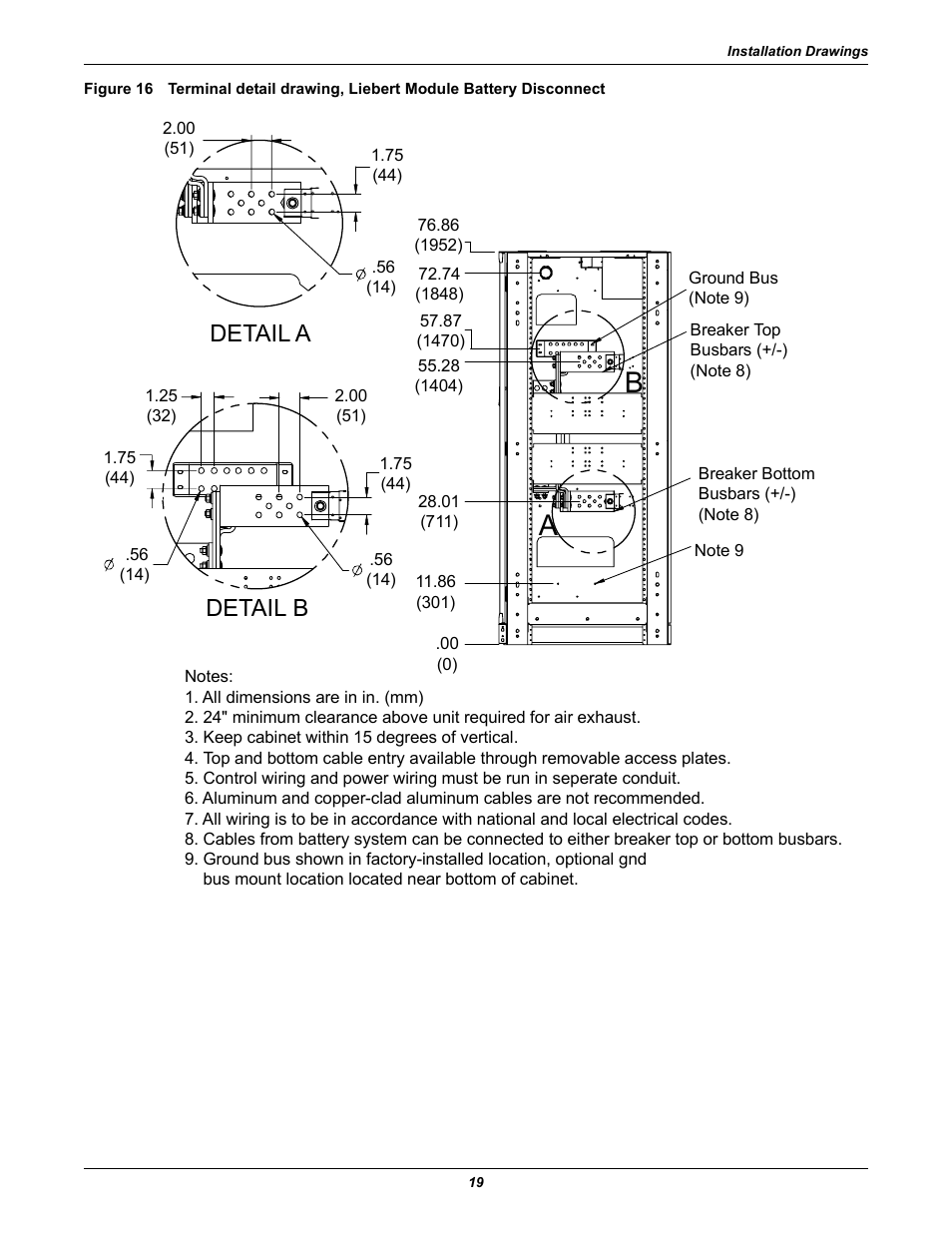 Figure 16 for mbd, Detail a detail b | Emerson NXL UPS Systems User Manual | Page 23 / 48