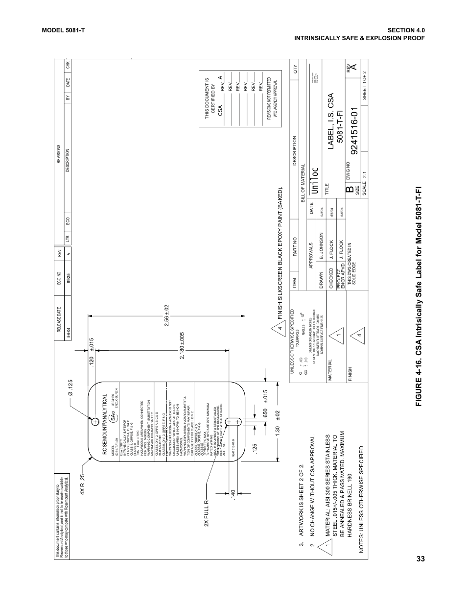 Unil oc, Label , i.s. csa, 508 1-t- f i | Emerson 5081-T User Manual | Page 39 / 98