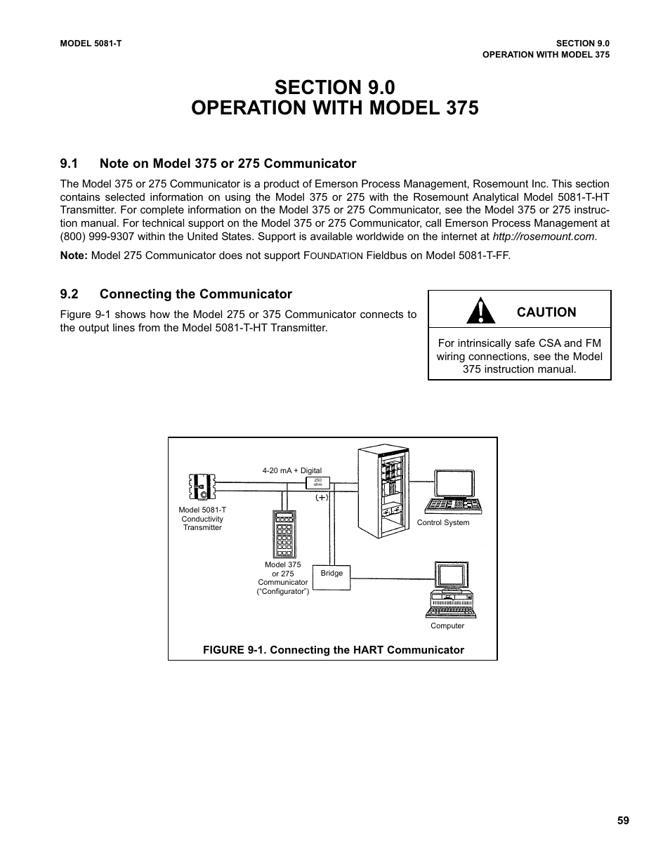 2 connecting the communicator, Caution | Emerson 5081-T User Manual | Page 65 / 98