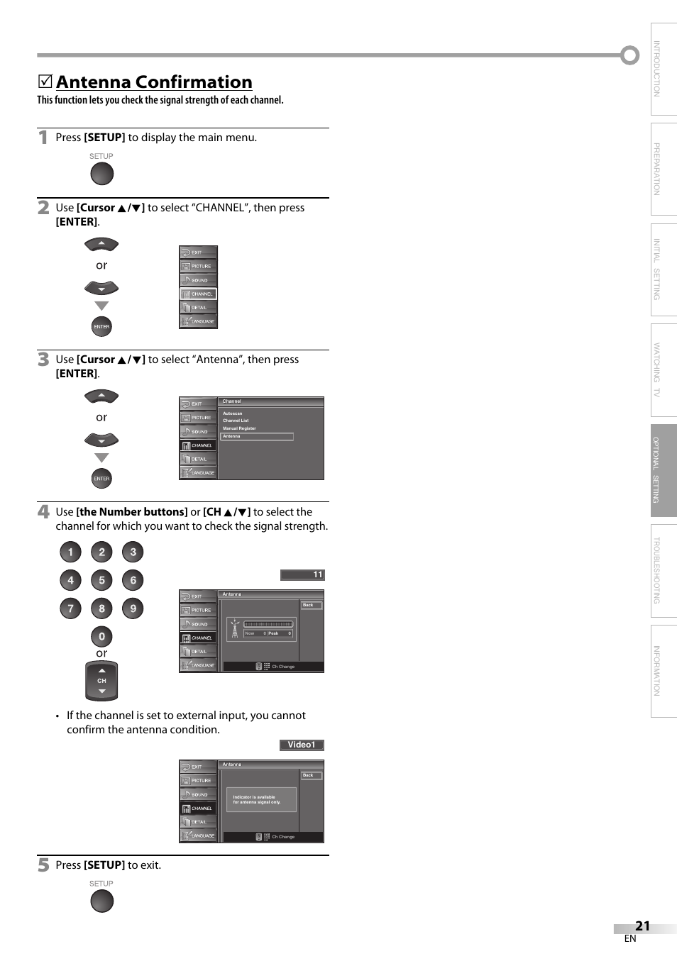 Antenna confirmation | Emerson LC420EM8 User Manual | Page 21 / 72
