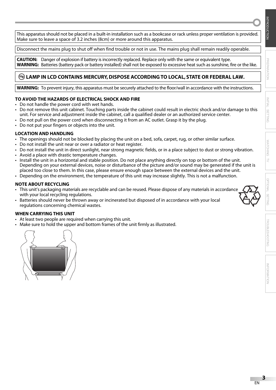 Emerson LC420EM8 User Manual | Page 3 / 72