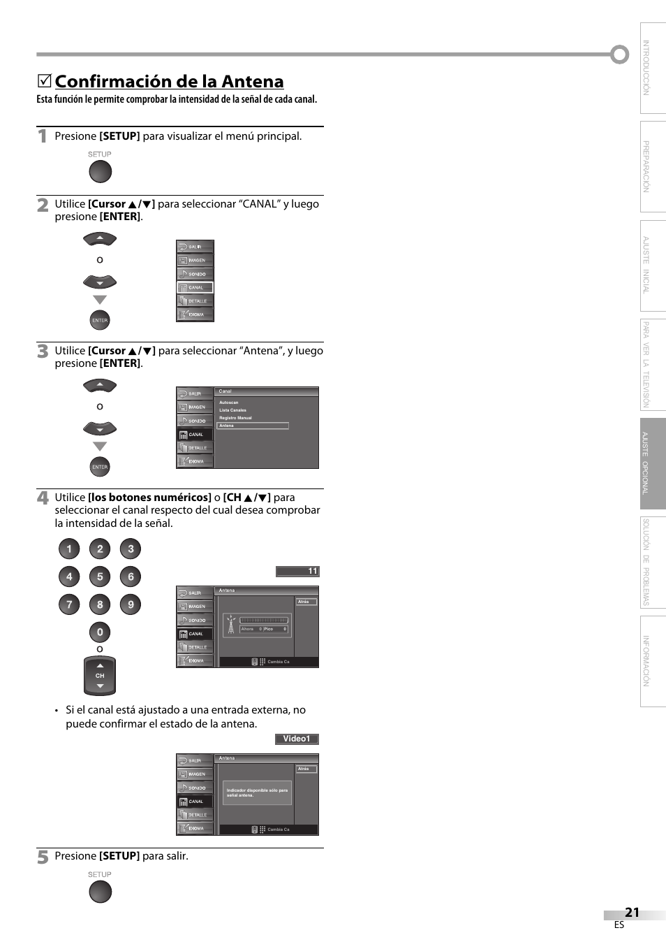 Confirmación de la antena | Emerson LC420EM8 User Manual | Page 57 / 72