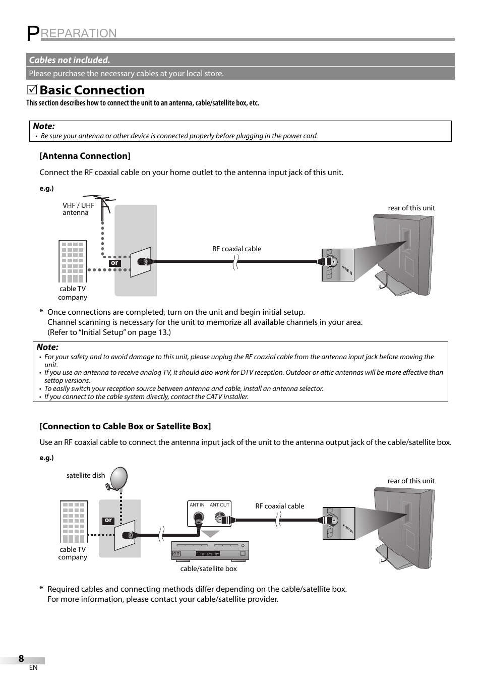 Reparation, Basic connection | Emerson LC420EM8 User Manual | Page 8 / 72