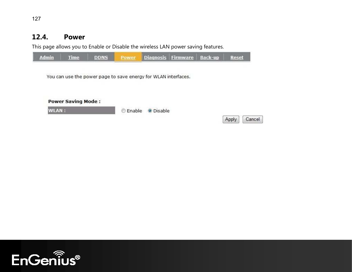 Power | EnGenius Technologies EVR100 User Manual | Page 128 / 135