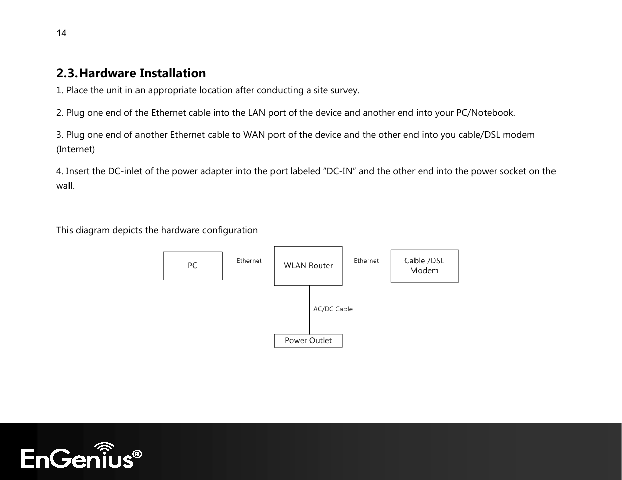 Hardware installation | EnGenius Technologies EVR100 User Manual | Page 15 / 135