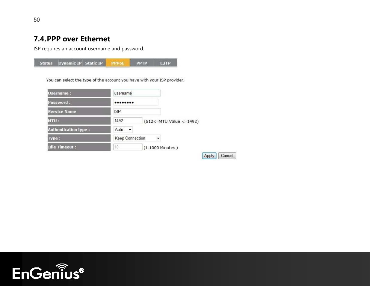 Ppp over ethernet | EnGenius Technologies EVR100 User Manual | Page 51 / 135