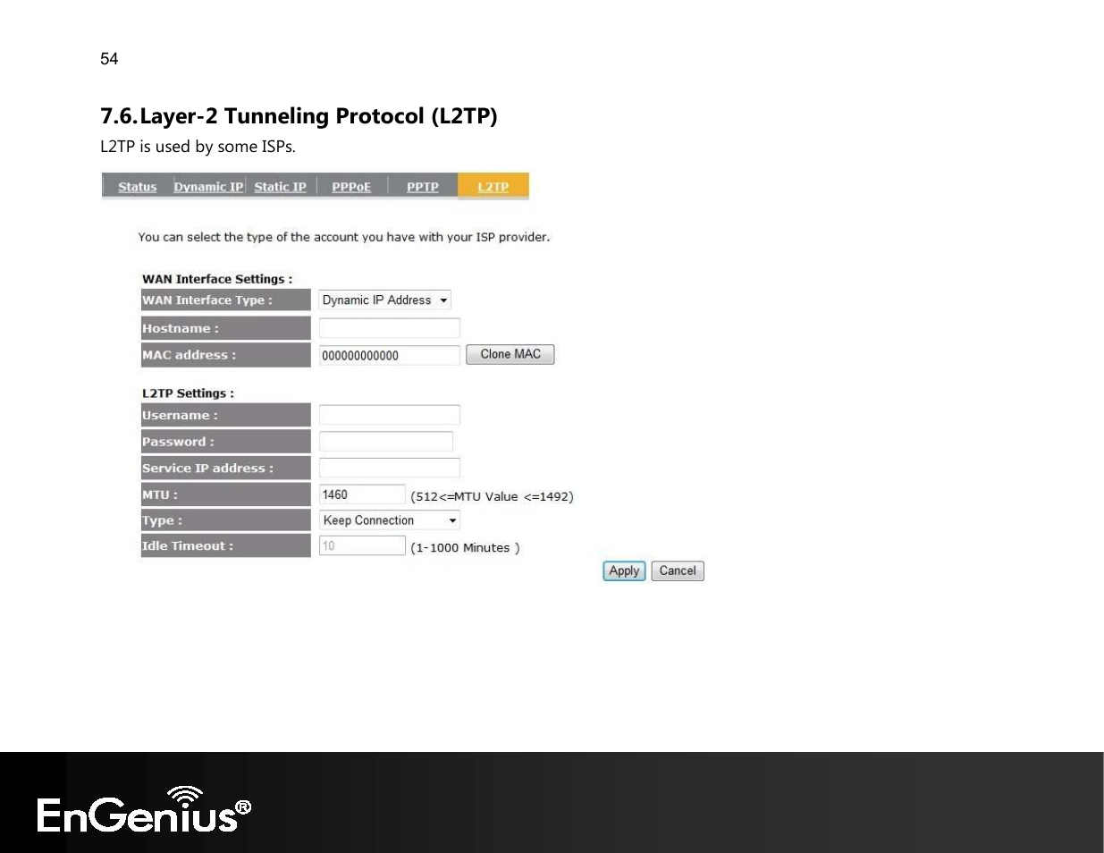 Layer-2 tunneling protocol (l2tp) | EnGenius Technologies EVR100 User Manual | Page 55 / 135