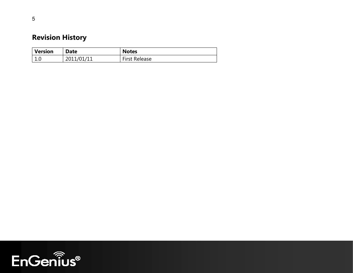 Revision history | EnGenius Technologies EVR100 User Manual | Page 6 / 135