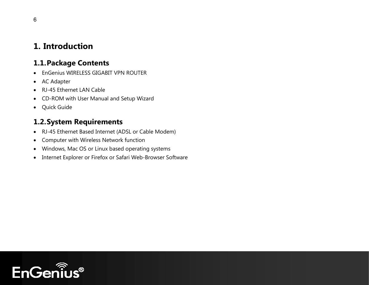 Introduction, Package contents, System requirements | EnGenius Technologies EVR100 User Manual | Page 7 / 135