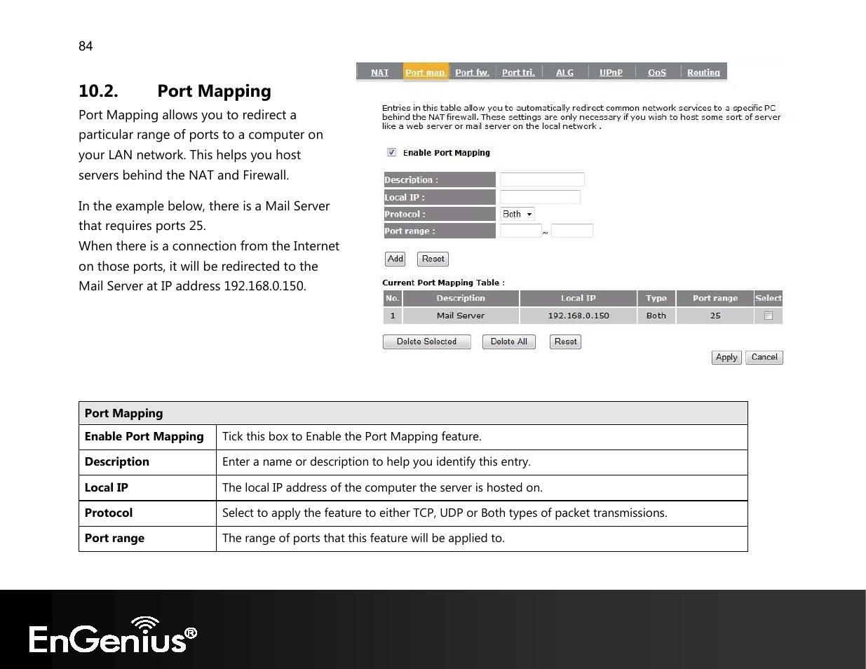 Port mapping | EnGenius Technologies EVR100 User Manual | Page 85 / 135