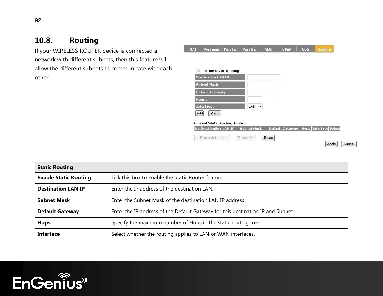 Routing | EnGenius Technologies EVR100 User Manual | Page 93 / 135