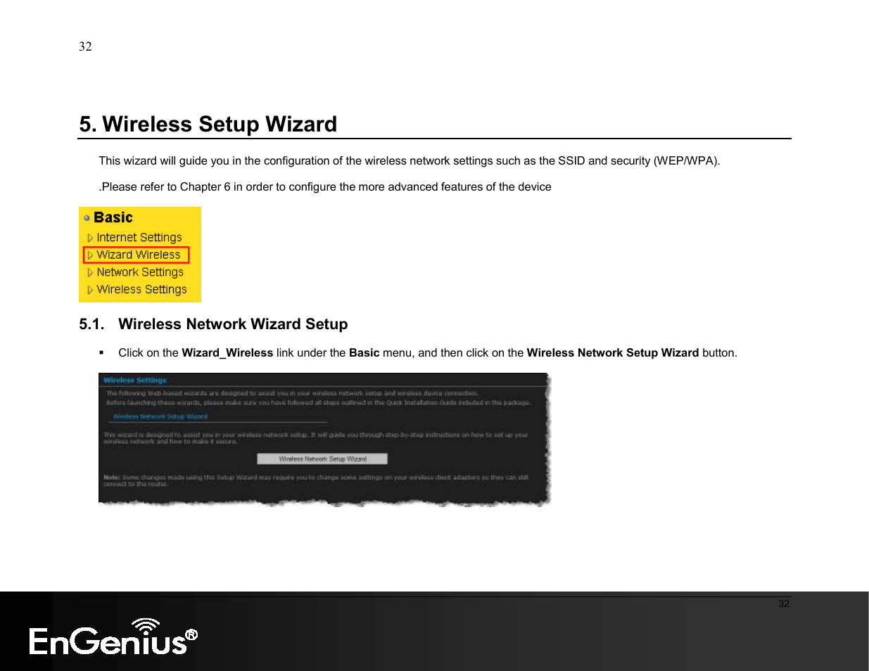 Wireless setup wizard | EnGenius Technologies ESR9855G User Manual | Page 32 / 126