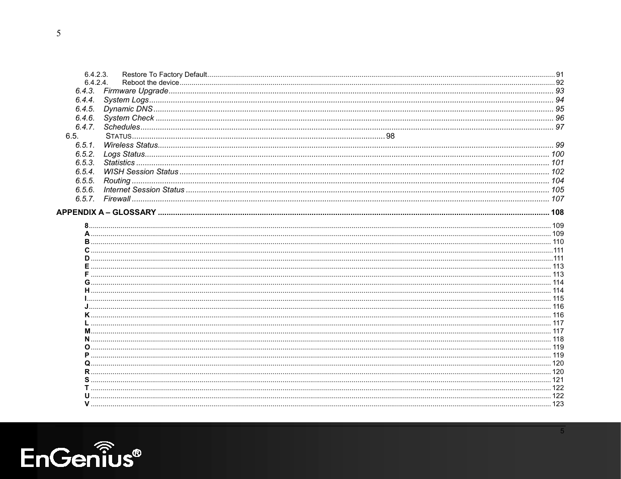 EnGenius Technologies ESR9855G User Manual | Page 5 / 126