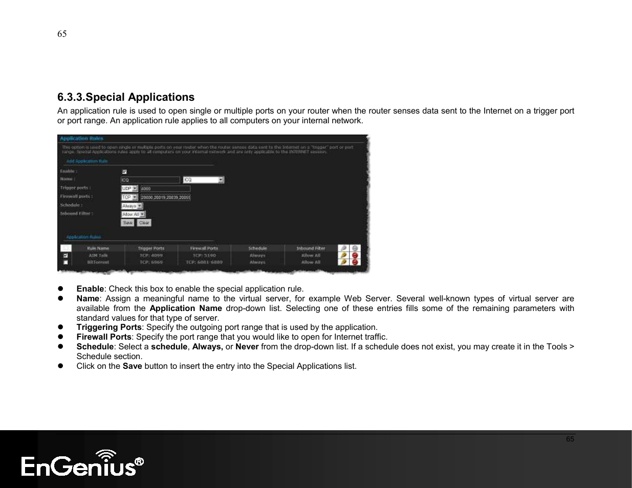 Special applications | EnGenius Technologies ESR9855G User Manual | Page 65 / 126