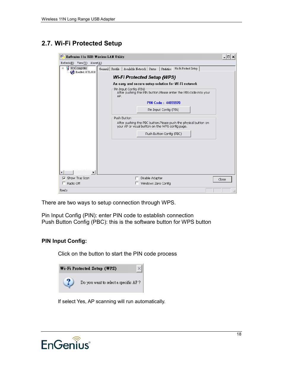 Wi-fi protected setup | EnGenius Technologies 11N User Manual | Page 18 / 43