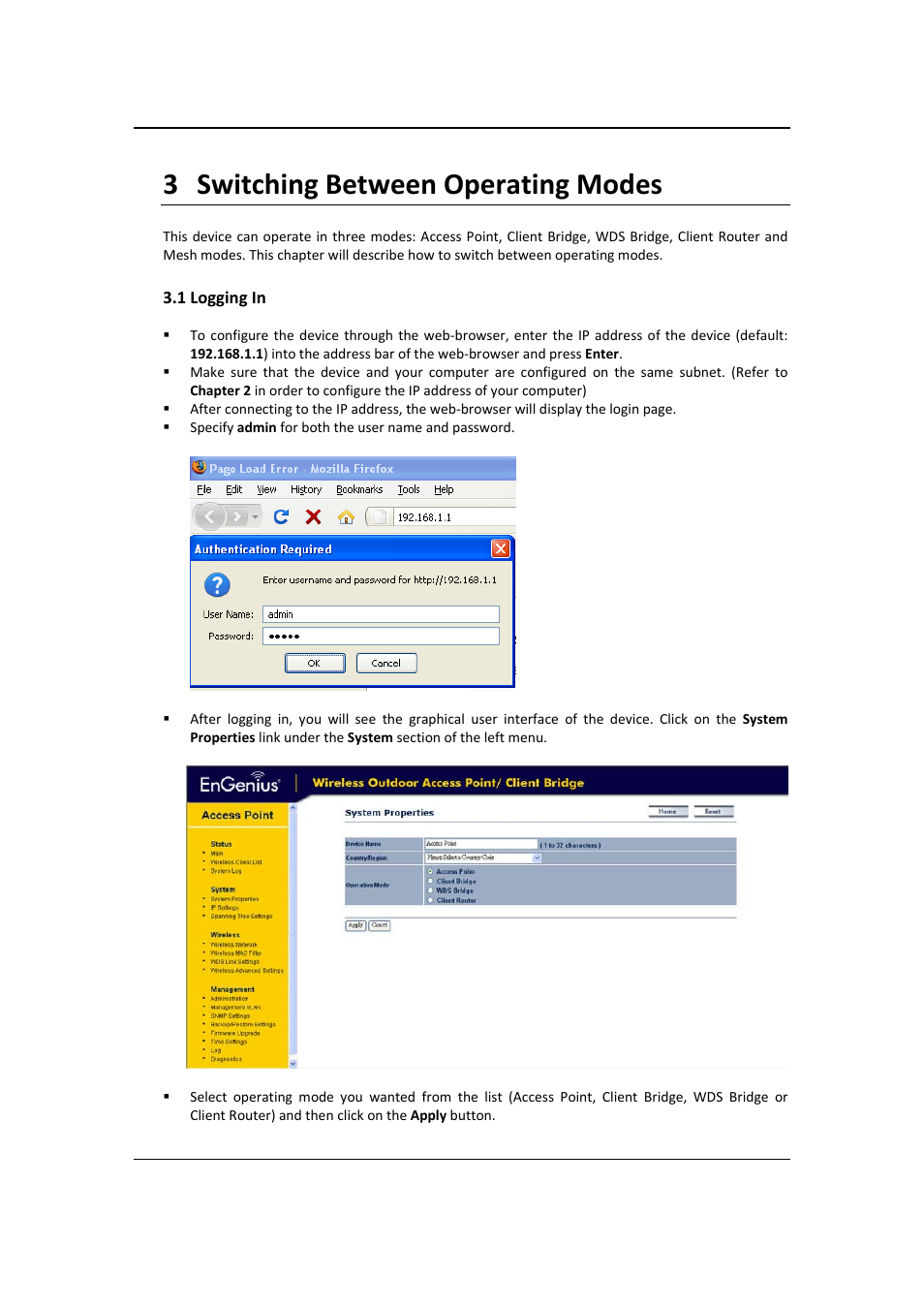 3 switching between operating modes | EnGenius Technologies EOC2611P User Manual | Page 12 / 89