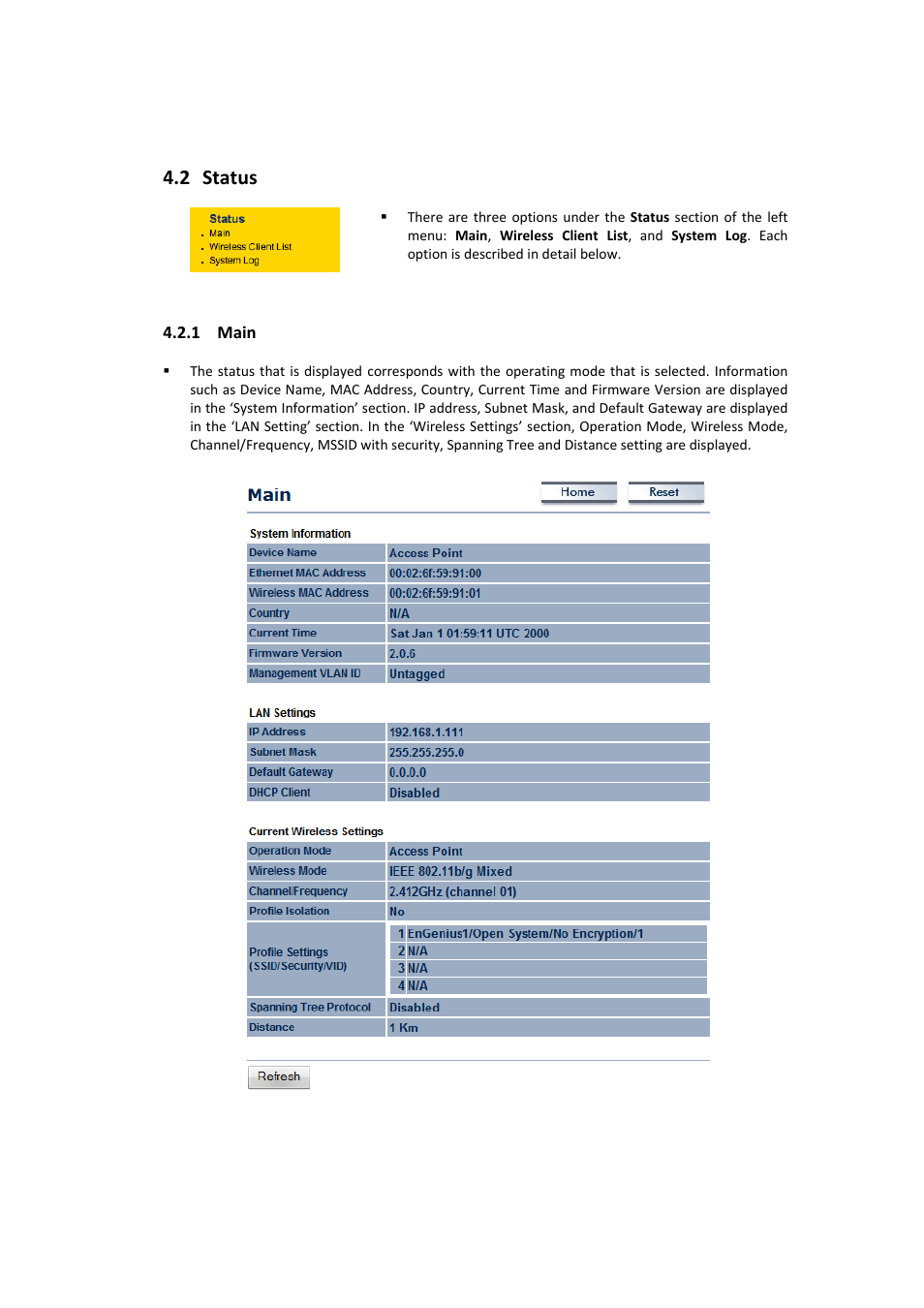 Status | EnGenius Technologies EOC2611P User Manual | Page 14 / 89