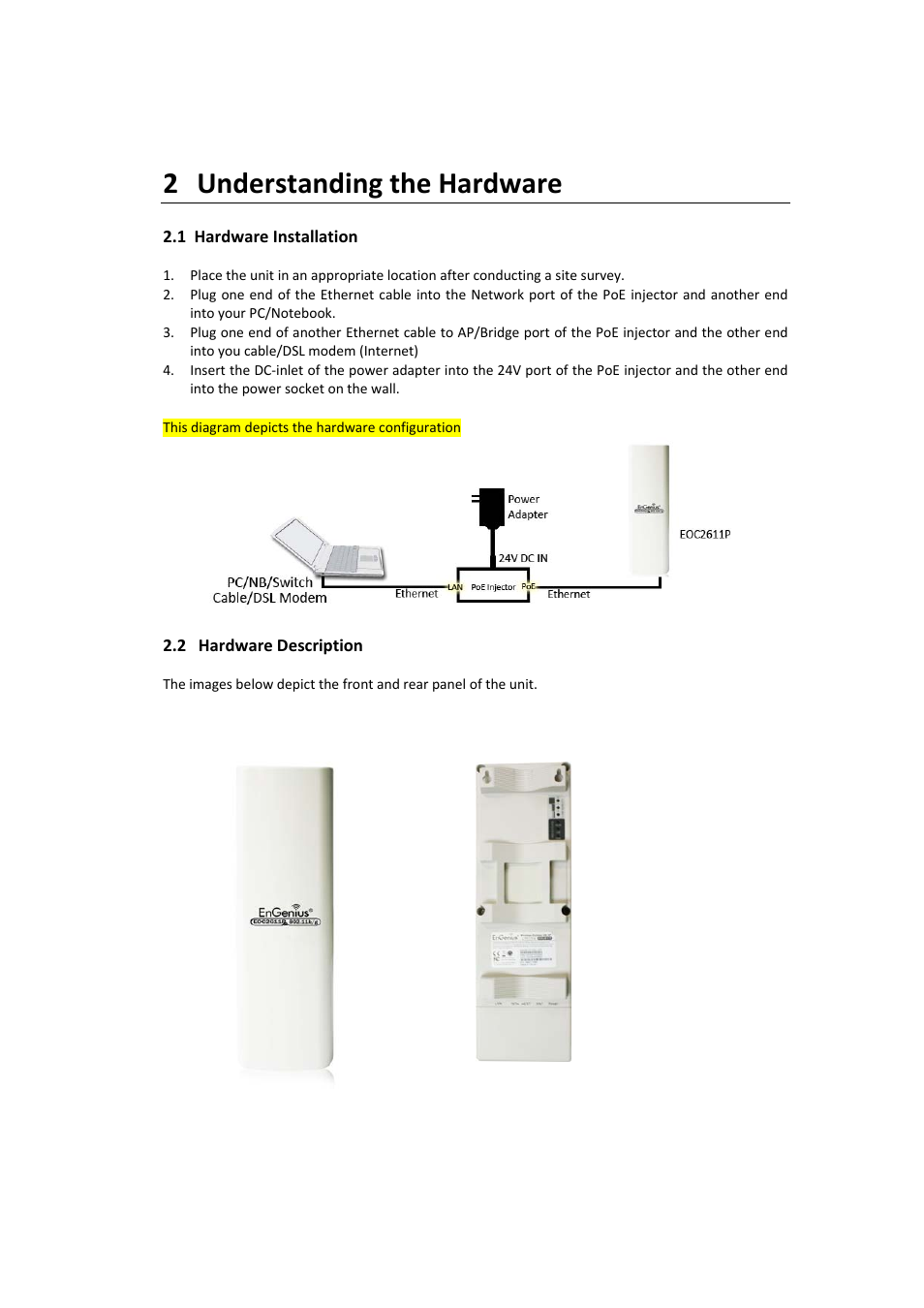 2 understanding the hardware | EnGenius Technologies EOC2611P User Manual | Page 9 / 89