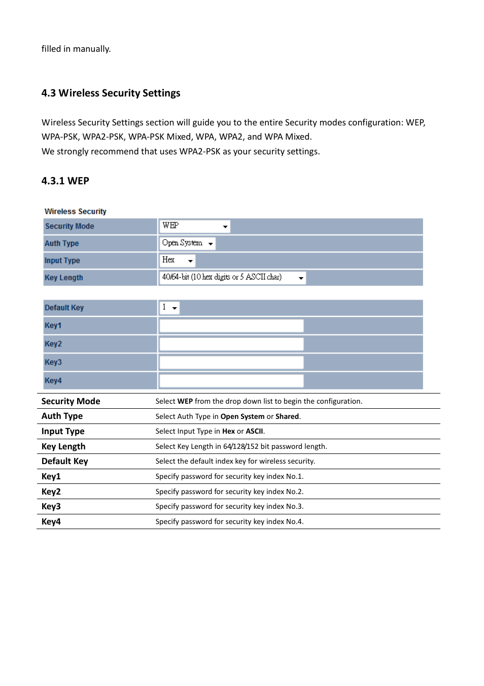 3 wireless security settings, 1 wep | EnGenius Technologies EOC5611P User Manual | Page 21 / 69