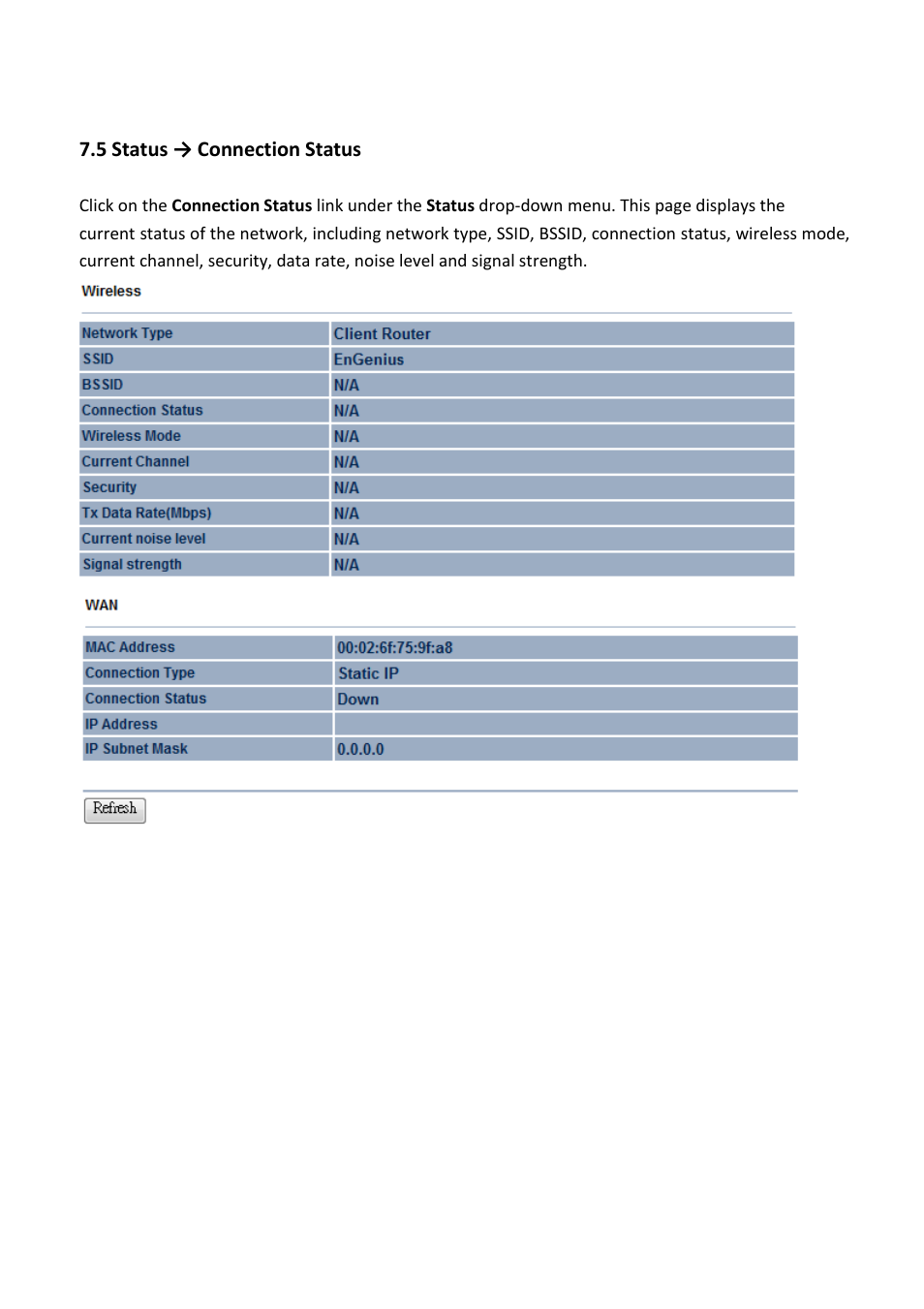 5 status → connection status | EnGenius Technologies EOC5611P User Manual | Page 50 / 69