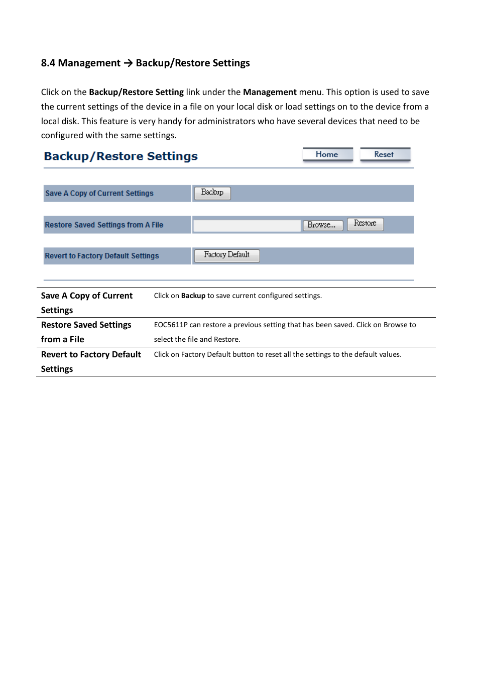 4 management → backup/restore settings | EnGenius Technologies EOC5611P User Manual | Page 56 / 69