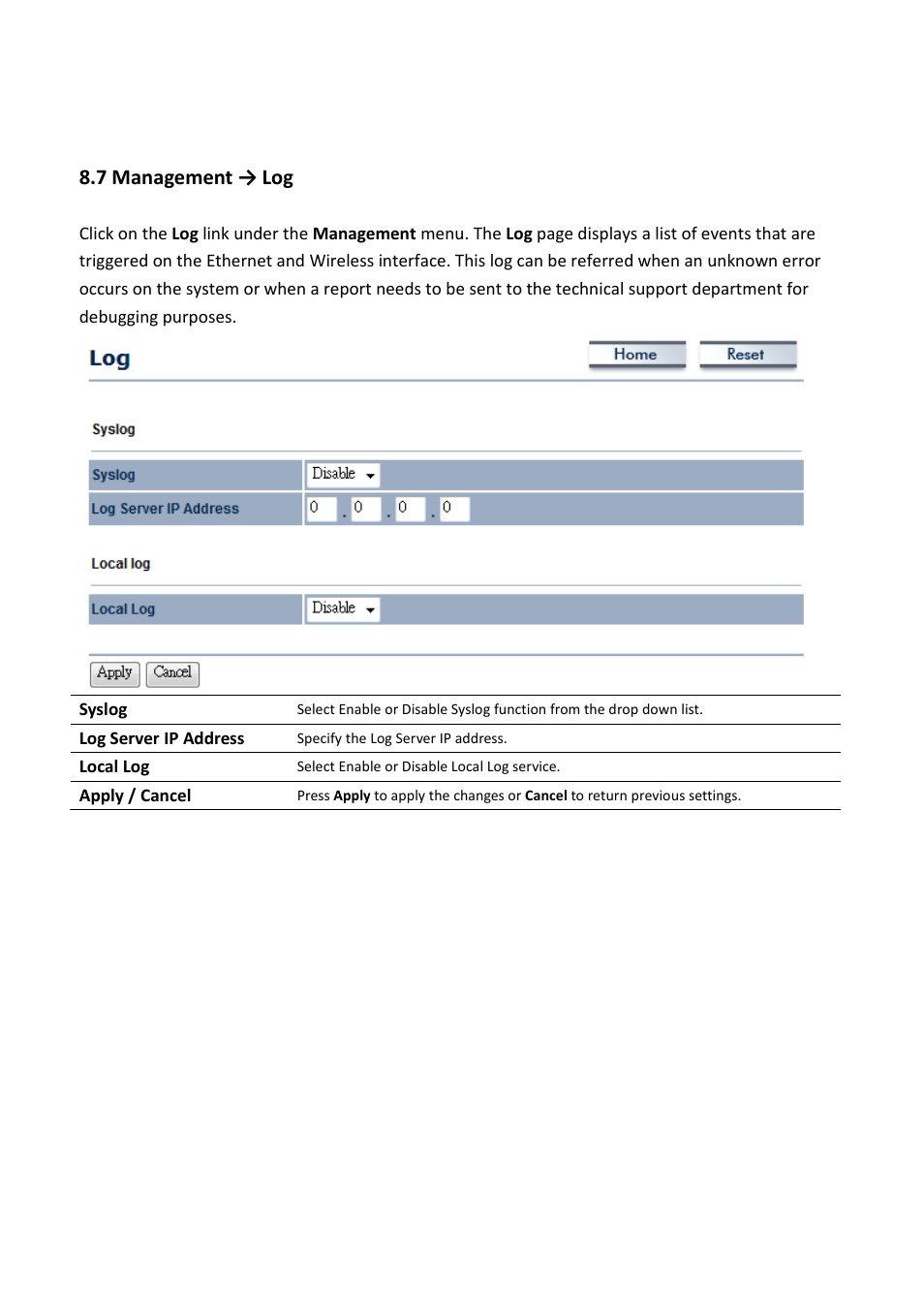 7 management → log | EnGenius Technologies EOC5611P User Manual | Page 59 / 69