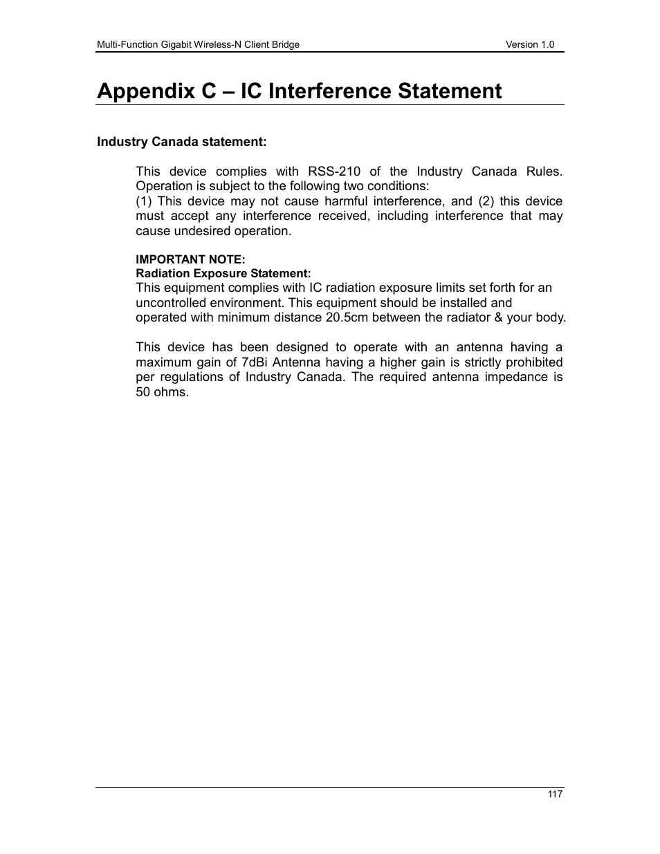 Appendix c – ic interference statement | EnGenius Technologies ECB3500 User Manual | Page 117 / 117
