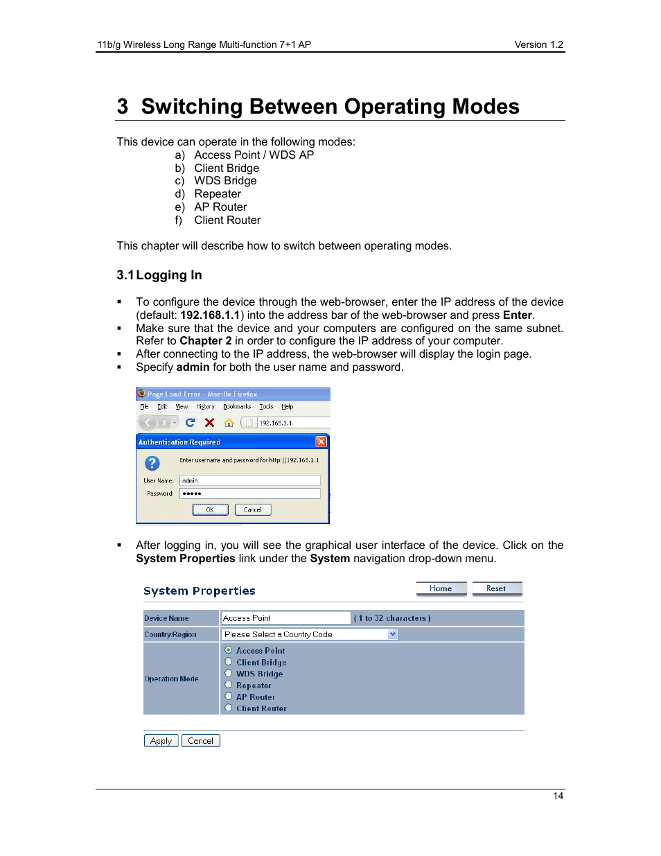 3 switching between operating modes | EnGenius Technologies ECB3500 User Manual | Page 14 / 117