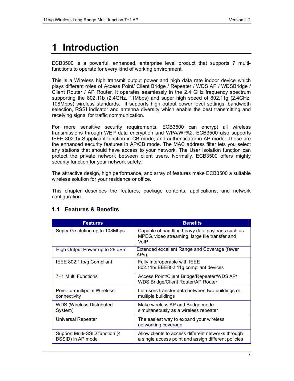 1 introduction | EnGenius Technologies ECB3500 User Manual | Page 7 / 117