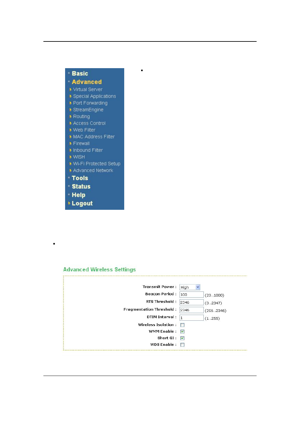 3 advanced, 1 advanced wireless | EnGenius Technologies ESR-9710 User Manual | Page 48 / 95