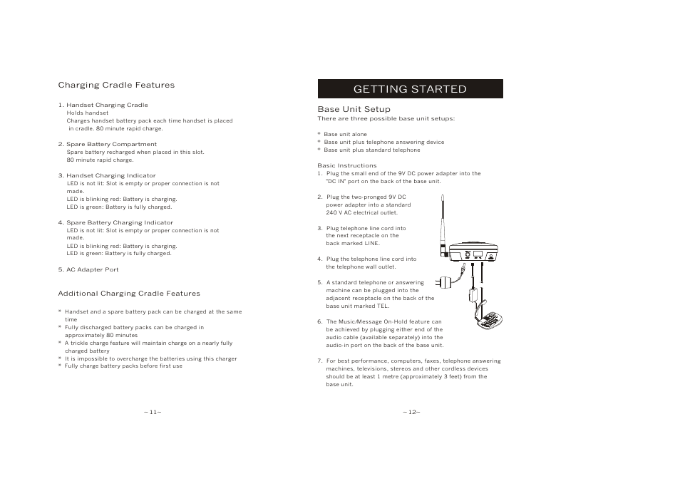 Features, Base unit set-up, Getting started | EnGenius Technologies SN-920 User Manual | Page 9 / 37