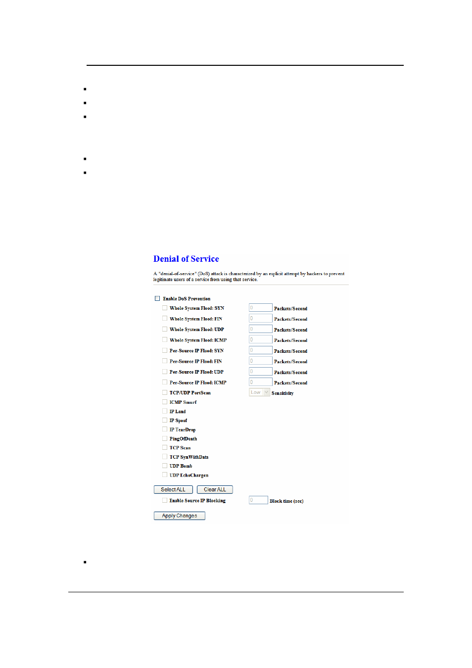 Denial of service (dos) (router mode ) | EnGenius Technologies ECB-1220R User Manual | Page 23 / 69