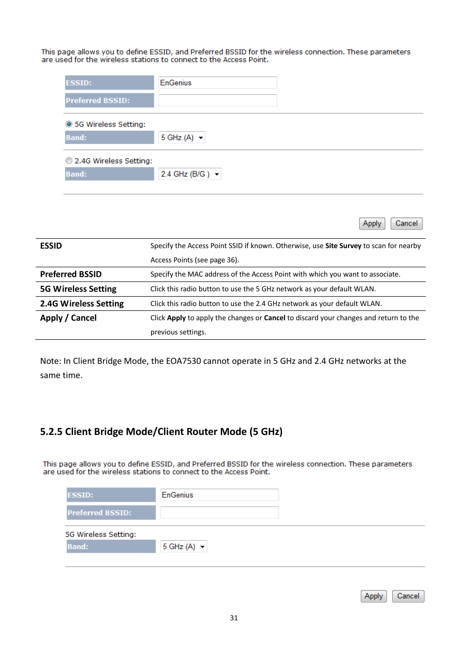 5 client bridge mode/client router mode (5 ghz) | EnGenius Technologies EOA7530 User Manual | Page 32 / 84