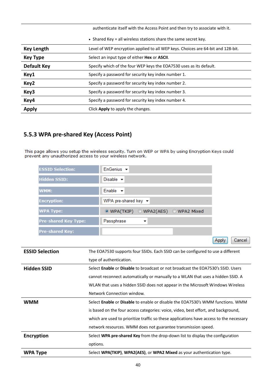 3 wpa pre-shared key (access point), 3 wpa pre‐shared key (access point) | EnGenius Technologies EOA7530 User Manual | Page 41 / 84