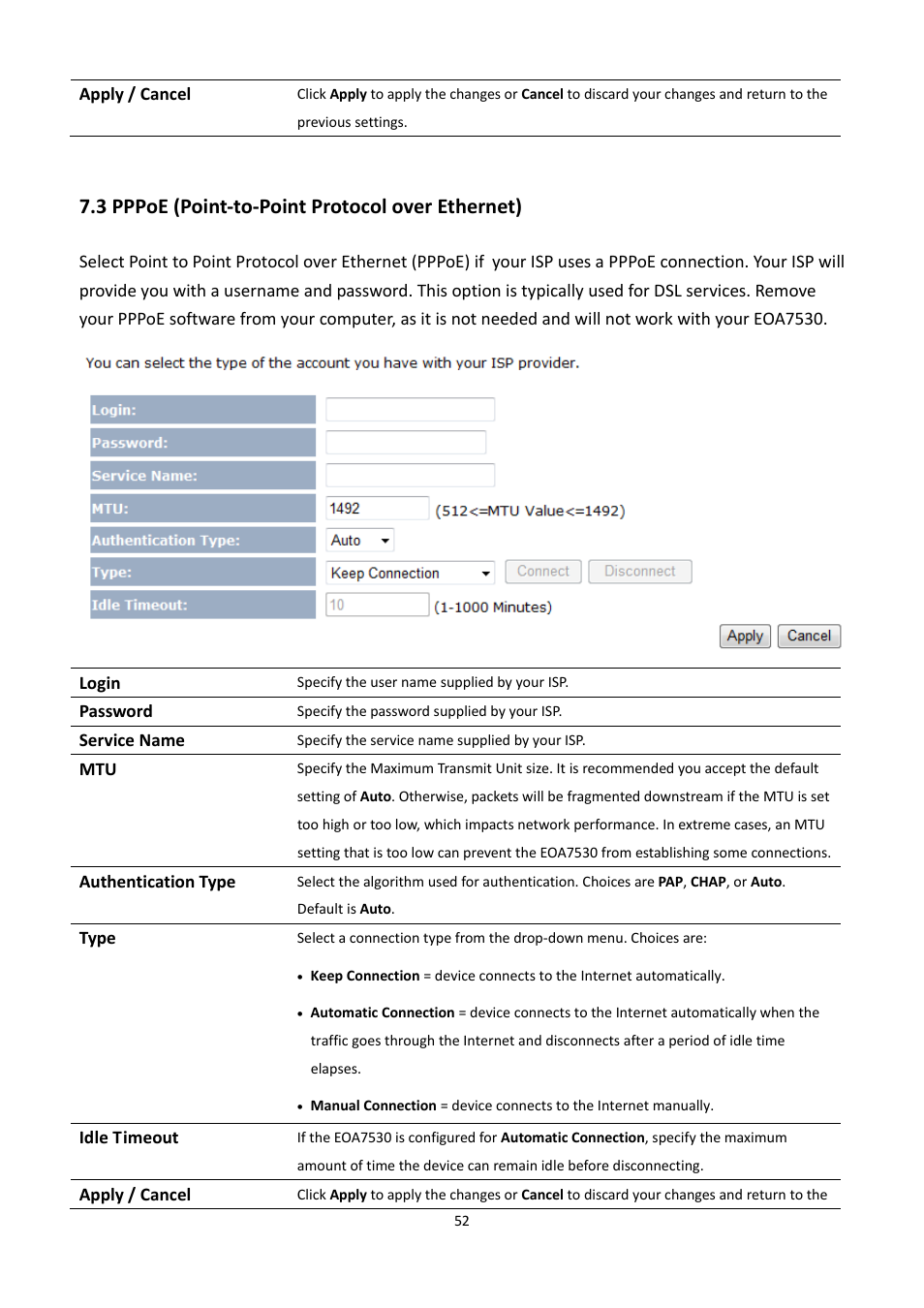 3 pppoe (point-to-point protocol over ethernet), Oint, Rotocol over | Thernet, 3 pppoe (point‐to‐point protocol over ethernet) | EnGenius Technologies EOA7530 User Manual | Page 53 / 84