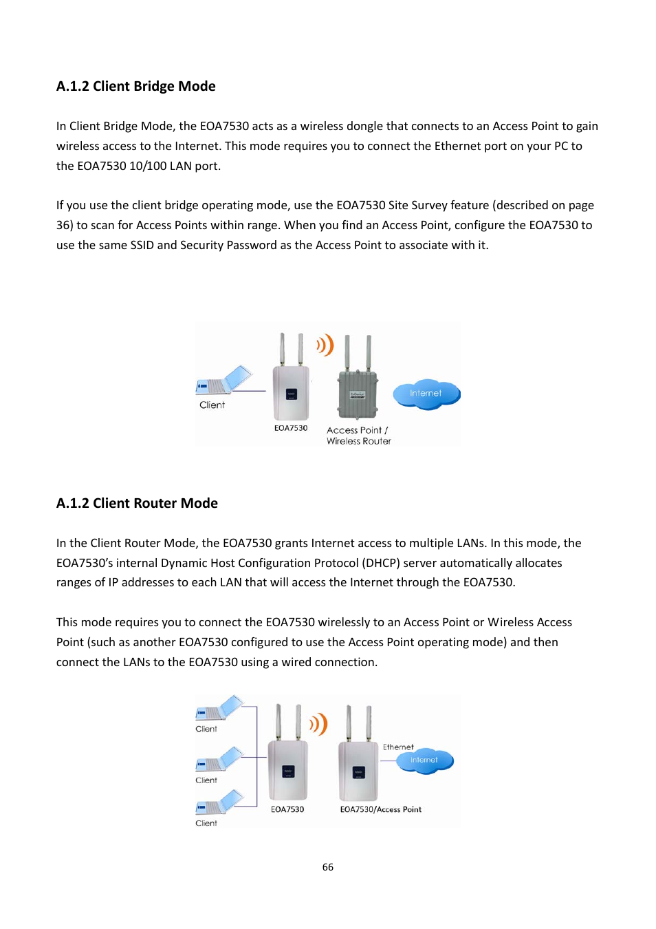 A.1.2 client bridge mode, A.1.2 client router mode, A.1.2 | Lient, Ridge, Outer | EnGenius Technologies EOA7530 User Manual | Page 67 / 84