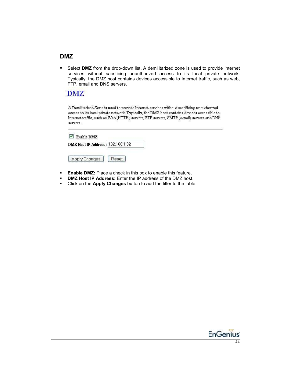 EnGenius Technologies EnGenius 11b/g Wireless SOHO Router 1.2 User Manual | Page 44 / 47