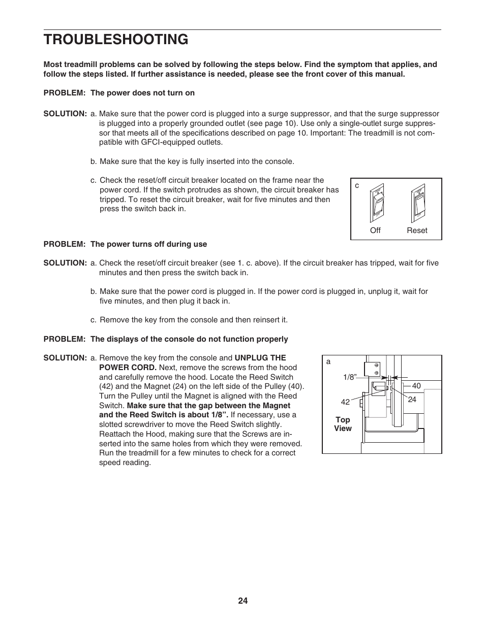 Troubleshooting | Epic Fitness 1000MX User Manual | Page 24 / 30