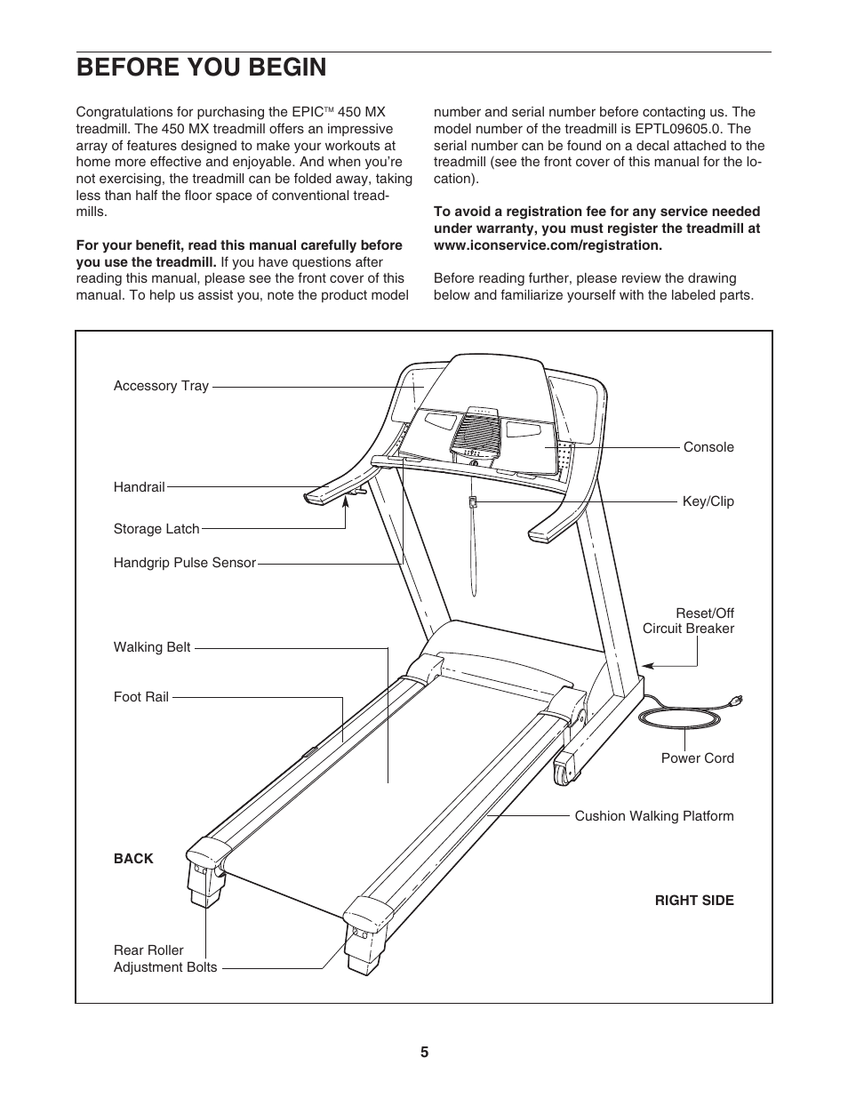 Before you begin | Epic Fitness EPTL09605.0 User Manual | Page 5 / 30