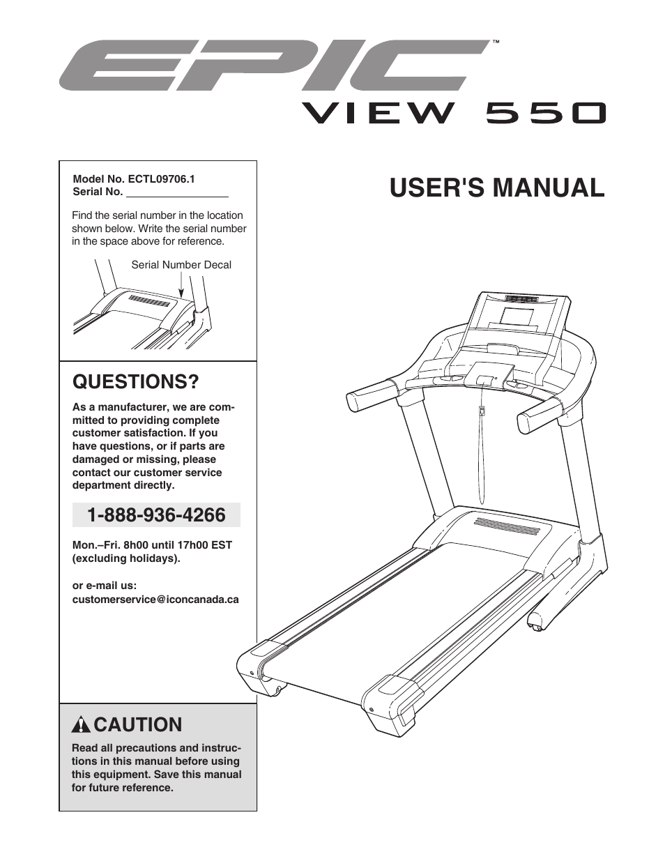 Epic Fitness Epic VIEW 550 ECTL09706.1 User Manual | 30 pages