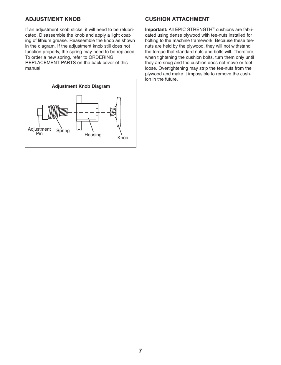 Epic Fitness ADJUSTABLE BENCH strength bench 2003 User Manual | Page 7 / 12