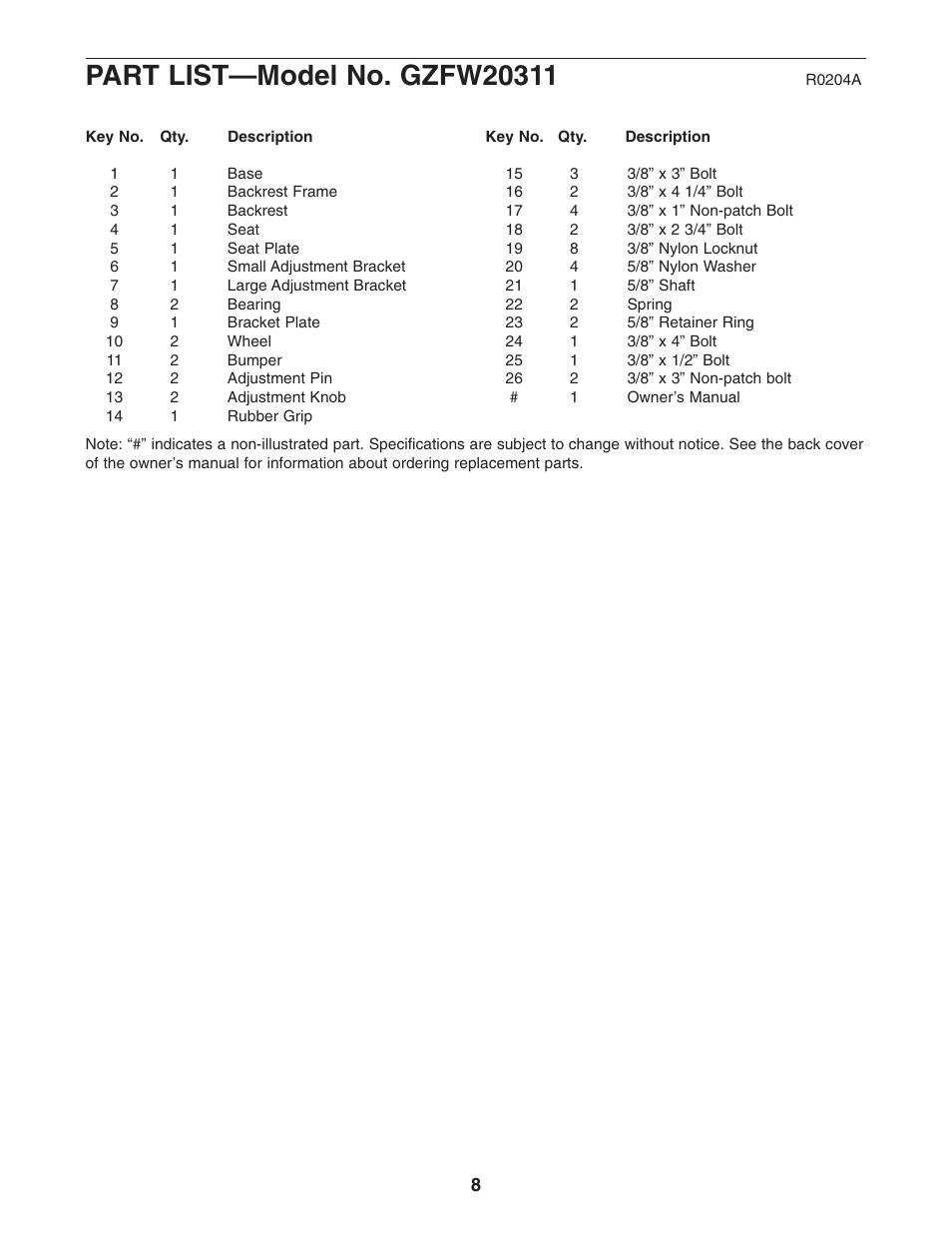 Epic Fitness ADJUSTABLE BENCH strength bench 2003 User Manual | Page 8 / 12