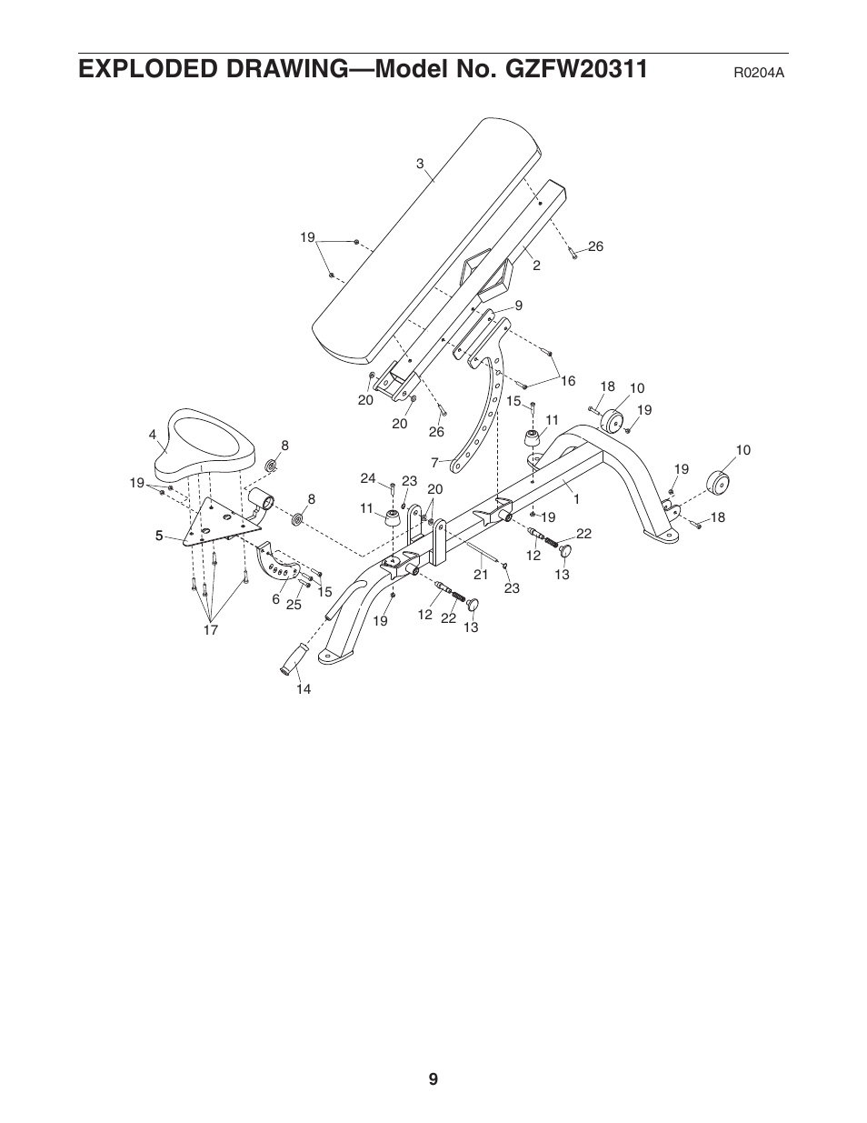 Epic Fitness ADJUSTABLE BENCH strength bench 2003 User Manual | Page 9 / 12