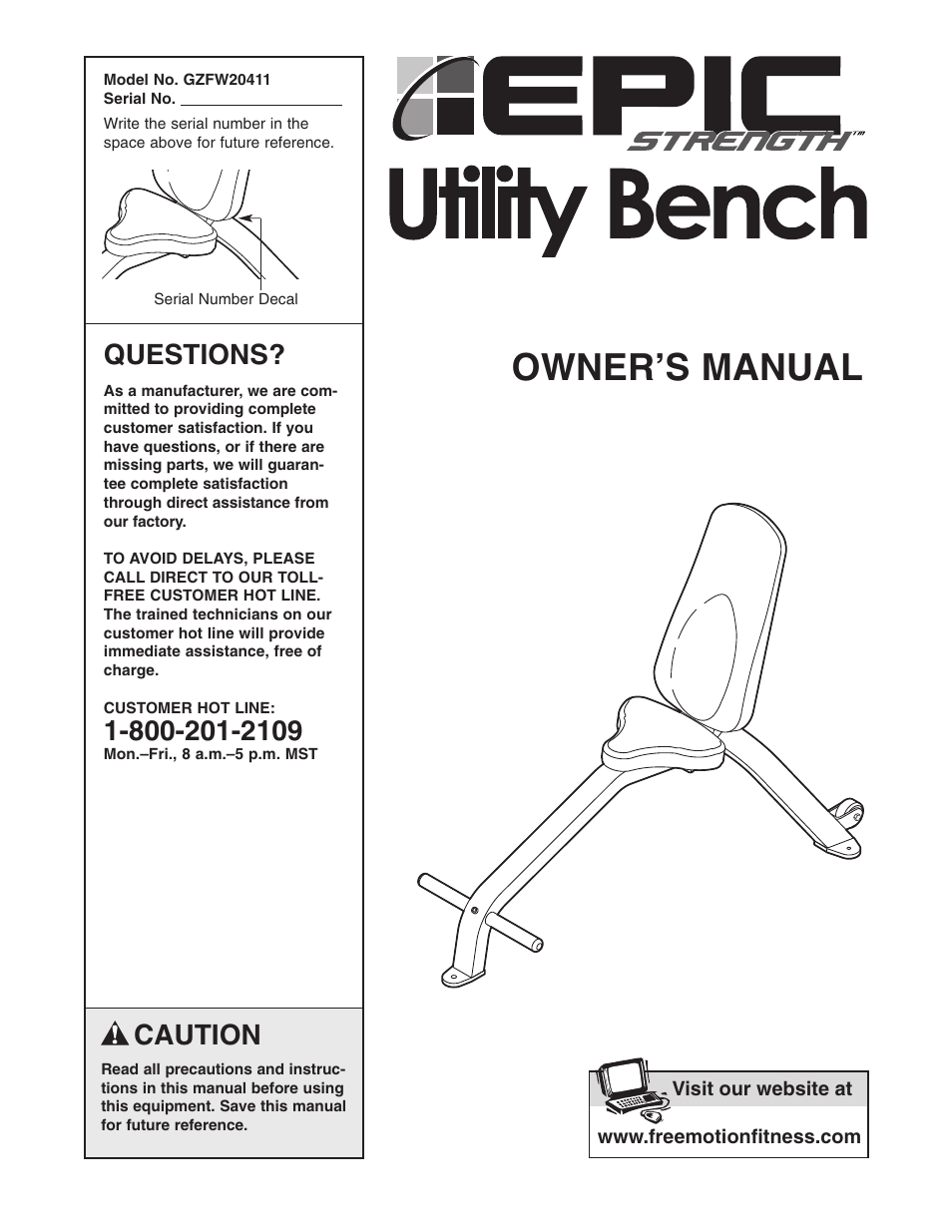 Epic Fitness GZFW20411 User Manual | 10 pages