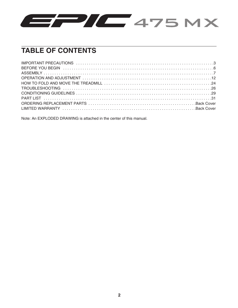 Epic Fitness EPTL09106.2 User Manual | Page 2 / 34